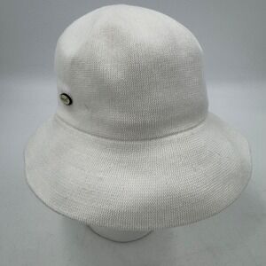 Kangol Cotton Cloche Bucket Hat White Made in England Designer Style‎
